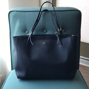 Tory Burch York Tote - navy blue w/ gold hardware